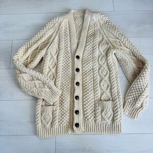Vintage Handmade Cable Knit Cardigan Fisherman Sweater